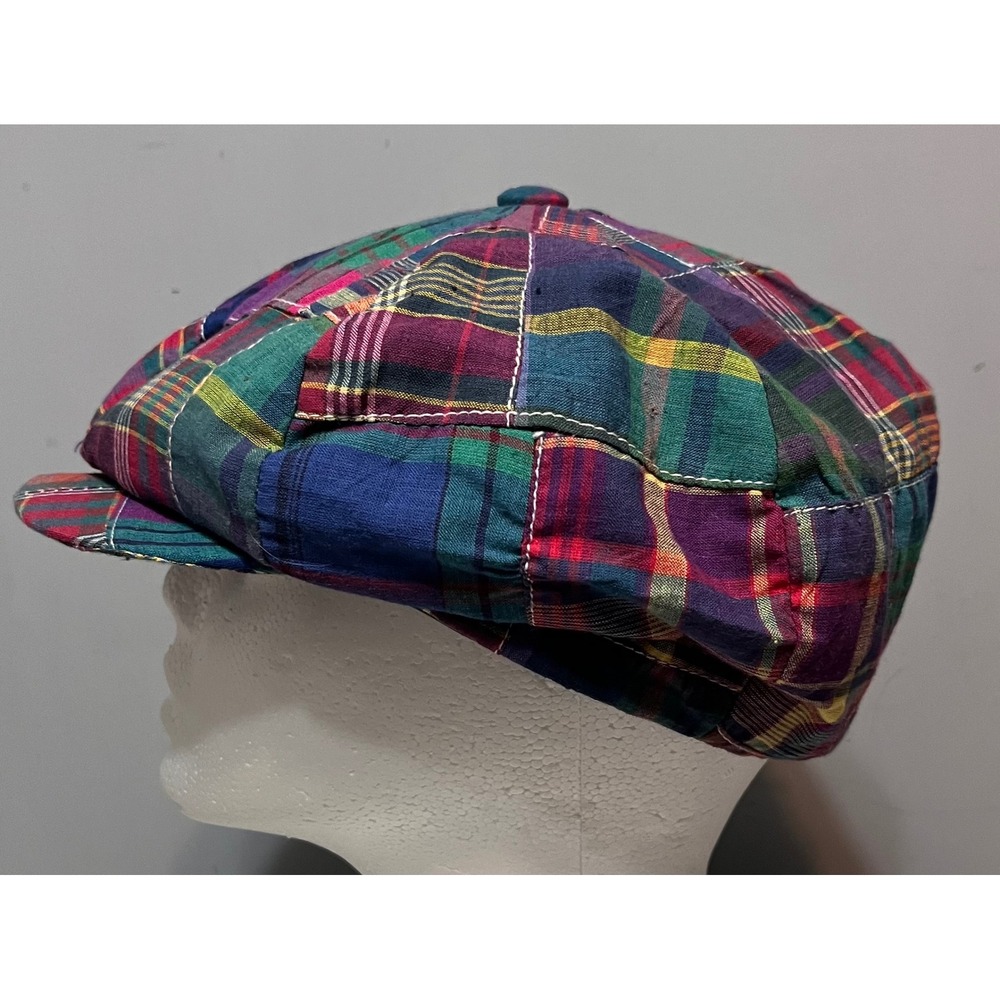 Seifter Associates Patchwork Plaid Newsboy Cap Hat‎ Multicolor Vintage Small